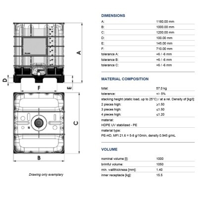 Nový IBC kontejner 1000 l, SM15 – plastová paleta