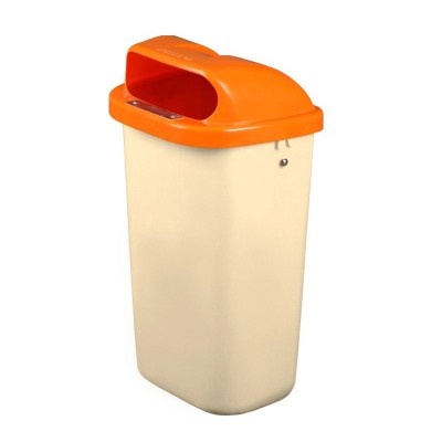 Odpadkový koš CLASSIC 50 l - krémová nádoba, oranžové víko