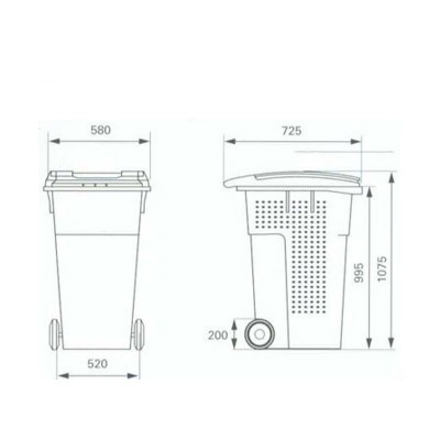 Plastová popelnice na BIO odpad 240 l, II. jakost