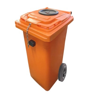 Plastová popelnice, 240 l, kulatý vhoz a zámek