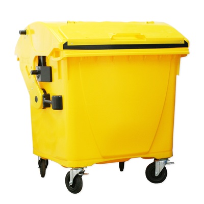 Plastový kontejner 1100 l víko ve víku, žlutý