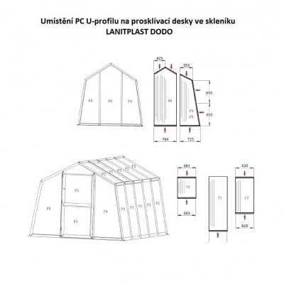 PC U-profily 4 mm pro skleník LANITPLAST DODO 8x10