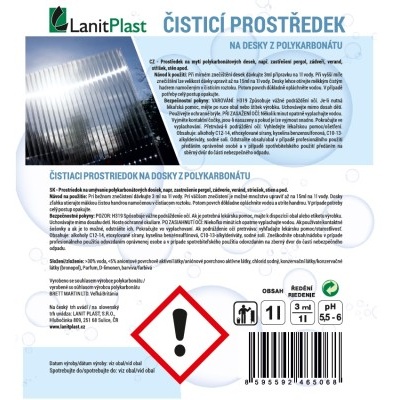 čisticí prostředek LANITPLAST na desky z polykarbonátu