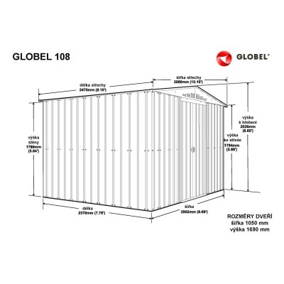 Domek GLOBEL 108 ANTRACIT se střešním oknem LG2070