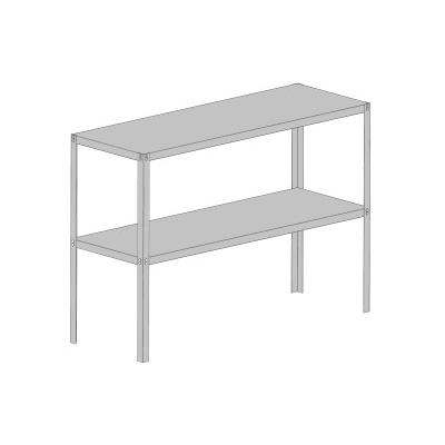 Ocelový regál LANITPLAST 115x40 cm dvoupolicový stříbrný GSD2 LG2640
