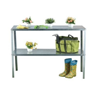 Ocelový regál LANITPLAST 115x40 cm dvoupolicový stříbrný GSD2 LG2640
