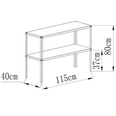 Ocelový regál LANITPLAST 115x40 cm dvoupolicový stříbrný GSD2 LG2640