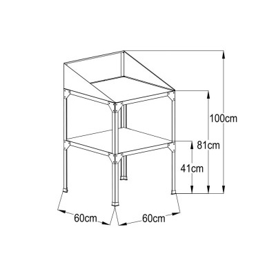 Ocelový regál LANITPLAST 60x60x41/81 cm dvoupolicový stříbrný GSE3 LG2712