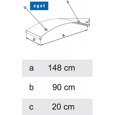 Vchodová stříška LANITPLAST AGAT 150/90 tm. šedá 